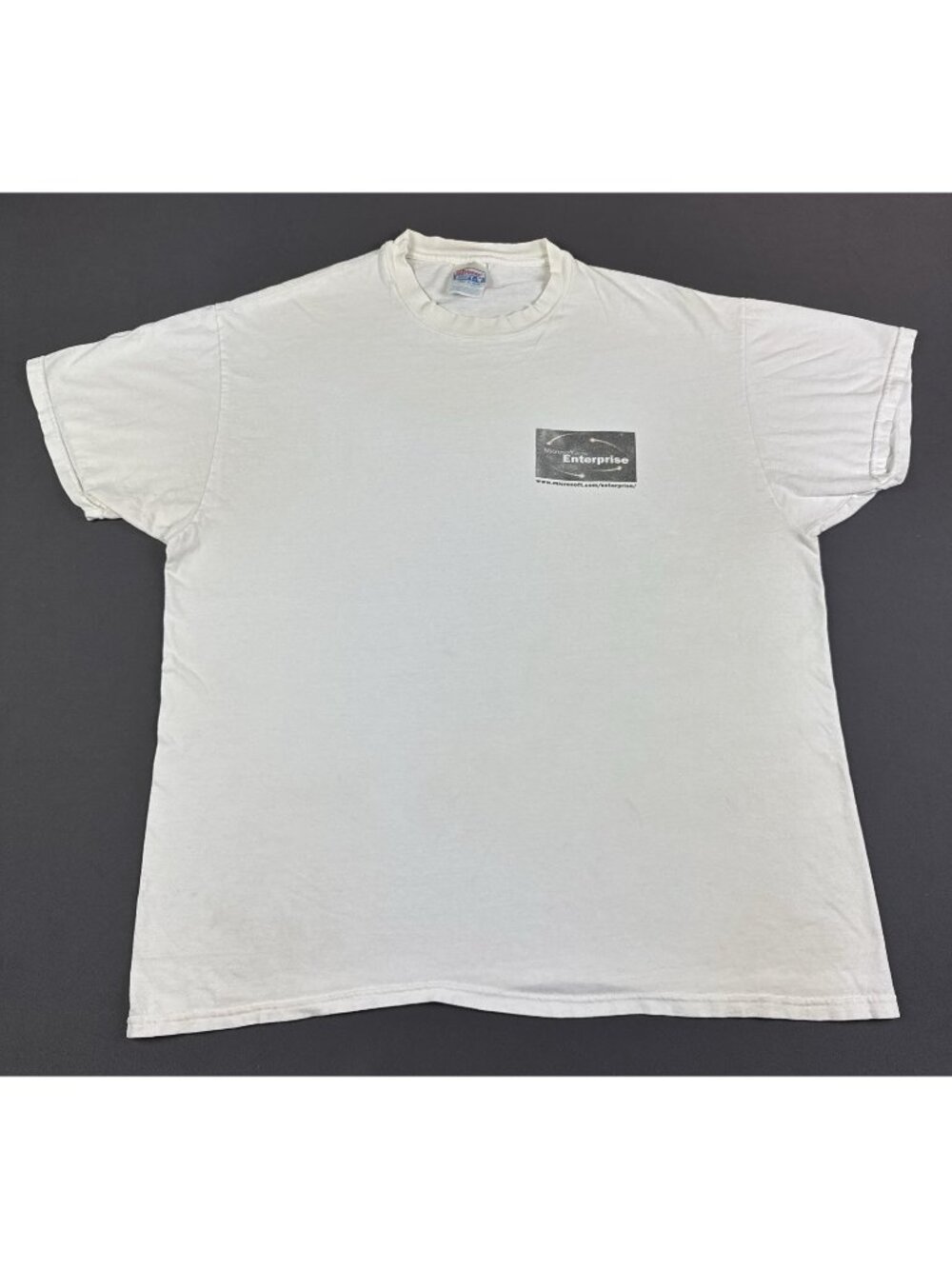 Rare Vintage Y2K Microsoft Enterprise Computer Software Tech Promo White XL Tee